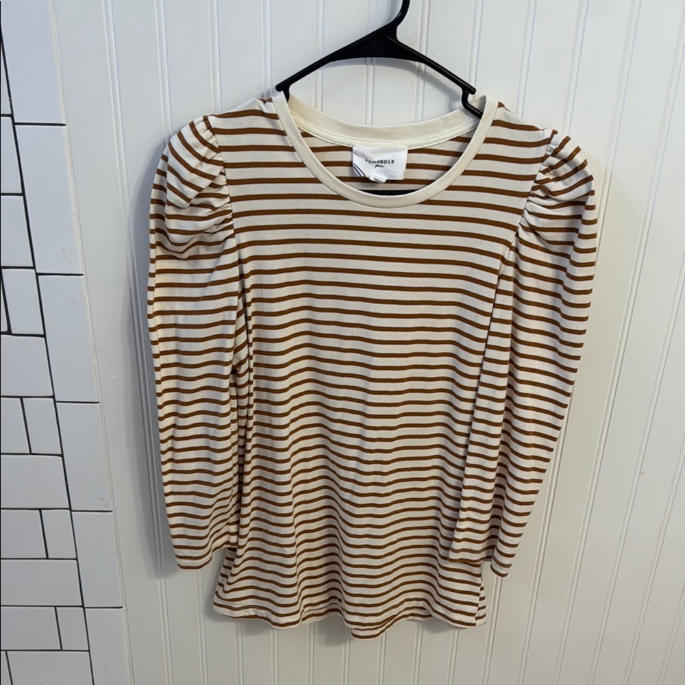 Tuckernuck Tan Long Sleeve Fitted Blouse